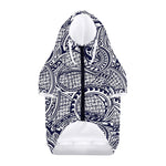 Blue Maori Polynesian Tribal Print Dog Zip Up Hoodie