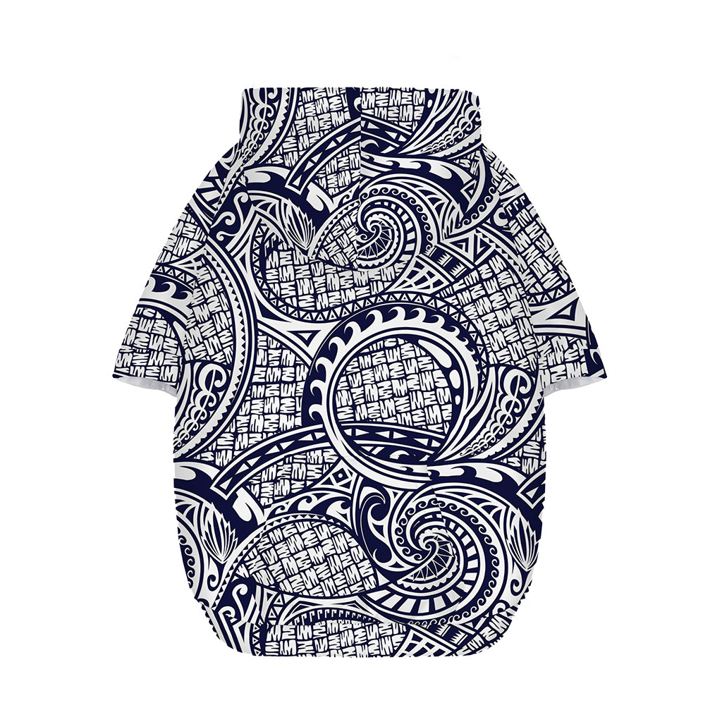 Blue Maori Polynesian Tribal Print Dog Zip Up Hoodie