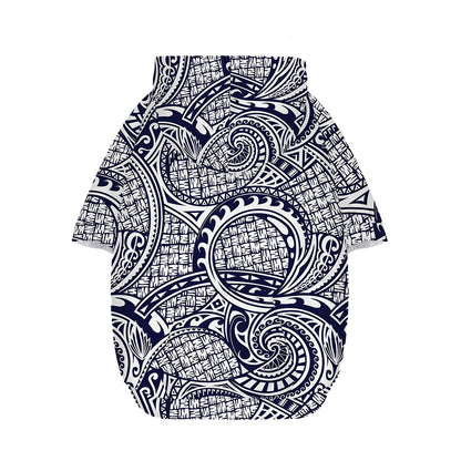 Blue Maori Polynesian Tribal Print Dog Zip Up Hoodie