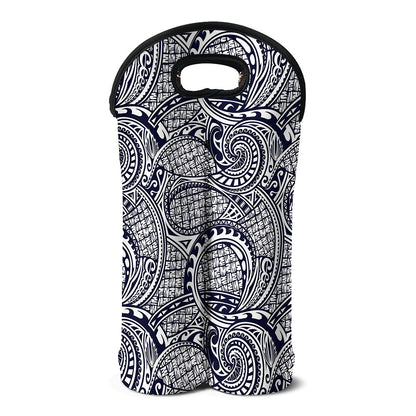 Blue Maori Polynesian Tribal Print Double Neoprene Wine Tote