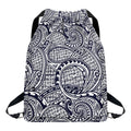 Blue Maori Polynesian Tribal Print Drawstring Backpack