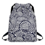 Blue Maori Polynesian Tribal Print Drawstring Backpack
