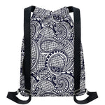 Blue Maori Polynesian Tribal Print Drawstring Backpack