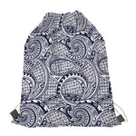 Blue Maori Polynesian Tribal Print Drawstring Bag