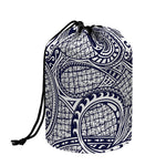 Blue Maori Polynesian Tribal Print Drawstring Makeup Bag