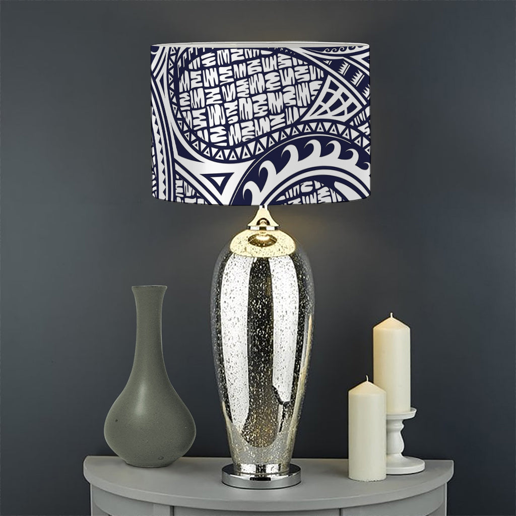 Blue Maori Polynesian Tribal Print Drum Lamp Shade