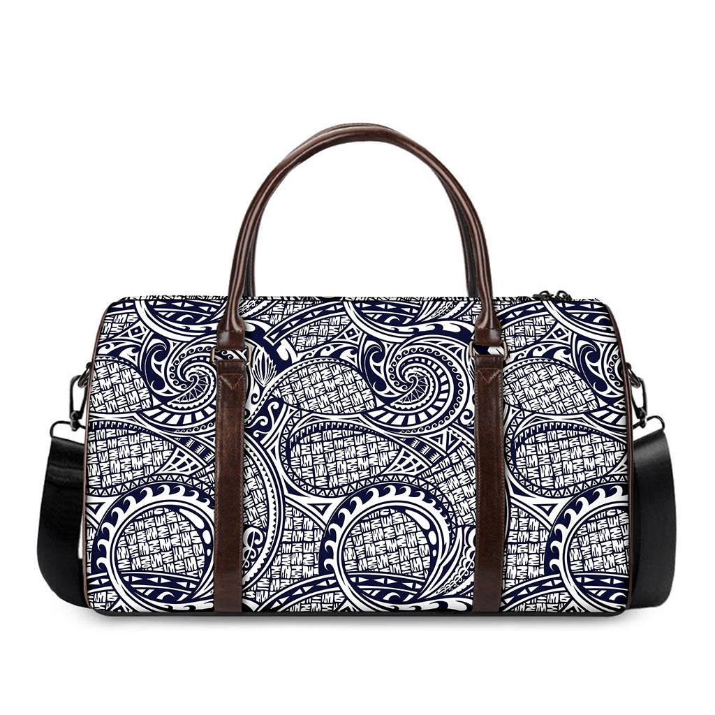 Blue Maori Polynesian Tribal Print Duffle Bag