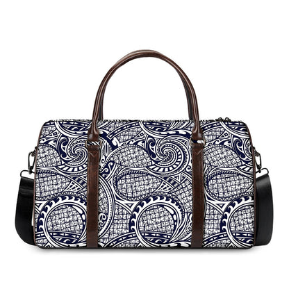 Blue Maori Polynesian Tribal Print Duffle Bag