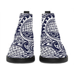 Blue Maori Polynesian Tribal Print Flat Ankle Boots