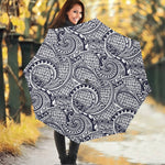 Blue Maori Polynesian Tribal Print Foldable Umbrella