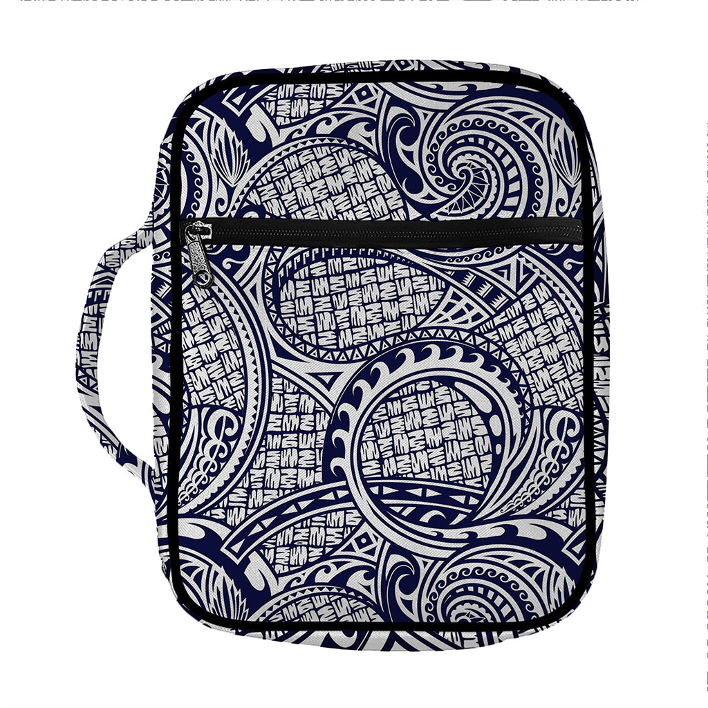Blue Maori Polynesian Tribal Print Front Pocket Bible Bag