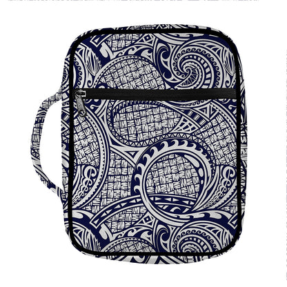 Blue Maori Polynesian Tribal Print Front Pocket Bible Bag