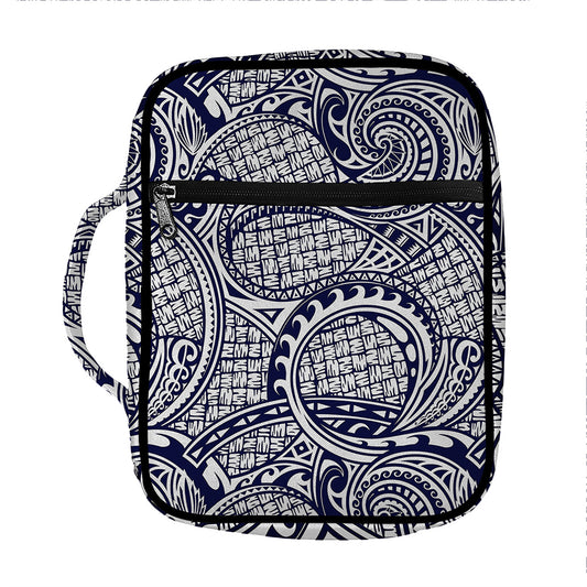 Blue Maori Polynesian Tribal Print Front Pocket Bible Bag
