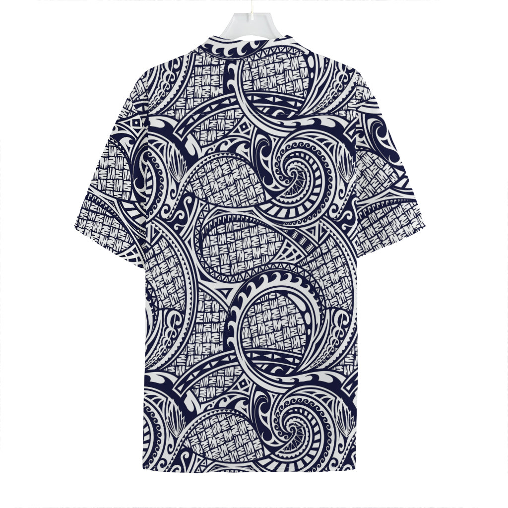 Blue Maori Polynesian Tribal Print Hawaiian Shirt