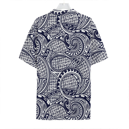 Blue Maori Polynesian Tribal Print Hawaiian Shirt