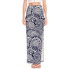 Blue Maori Polynesian Tribal Print High Slit Maxi Skirt