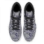 Blue Maori Polynesian Tribal Print High Top Leather Sneakers