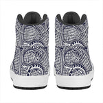 Blue Maori Polynesian Tribal Print High Top Leather Sneakers