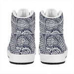 Blue Maori Polynesian Tribal Print High Top Leather Sneakers