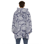 Blue Maori Polynesian Tribal Print Hoodie Blanket
