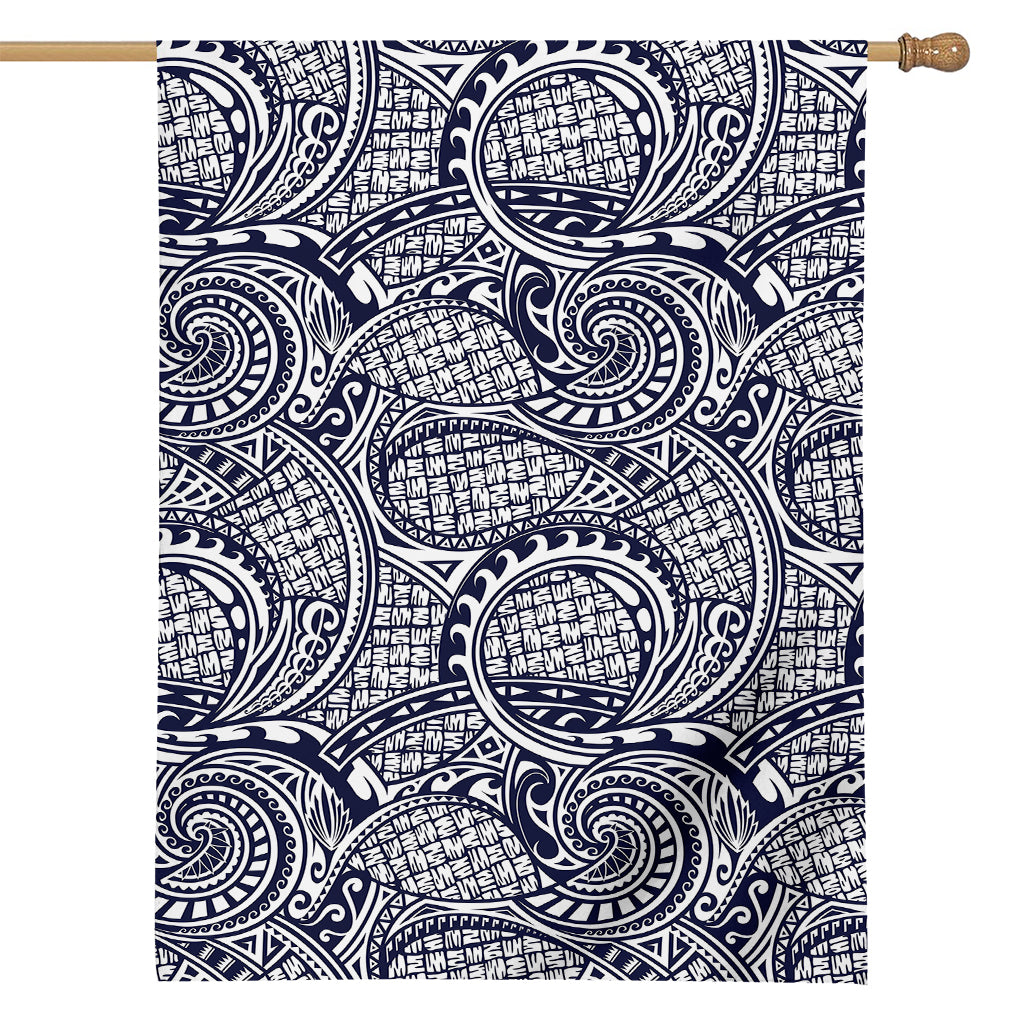 Blue Maori Polynesian Tribal Print House Flag