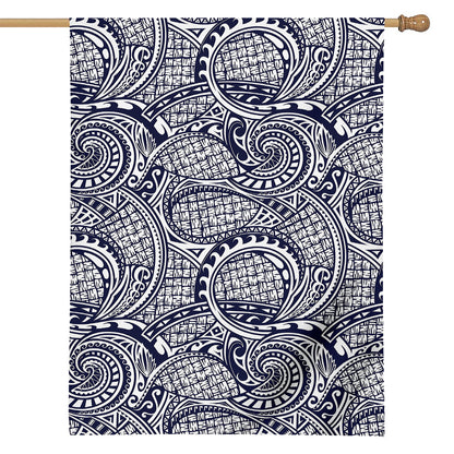 Blue Maori Polynesian Tribal Print House Flag