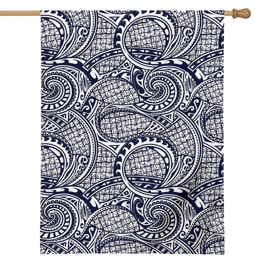 Blue Maori Polynesian Tribal Print House Flag