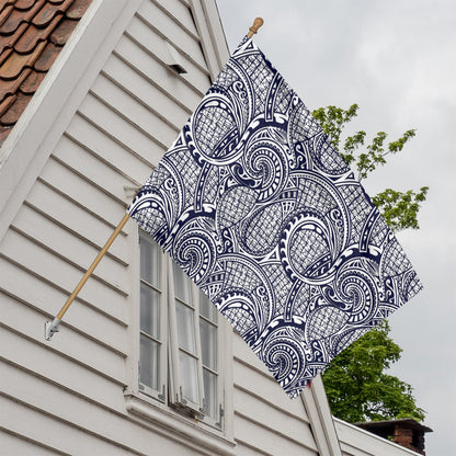 Blue Maori Polynesian Tribal Print House Flag