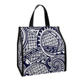 Blue Maori Polynesian Tribal Print Insulated Lunch Tote