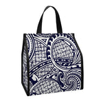 Blue Maori Polynesian Tribal Print Insulated Lunch Tote