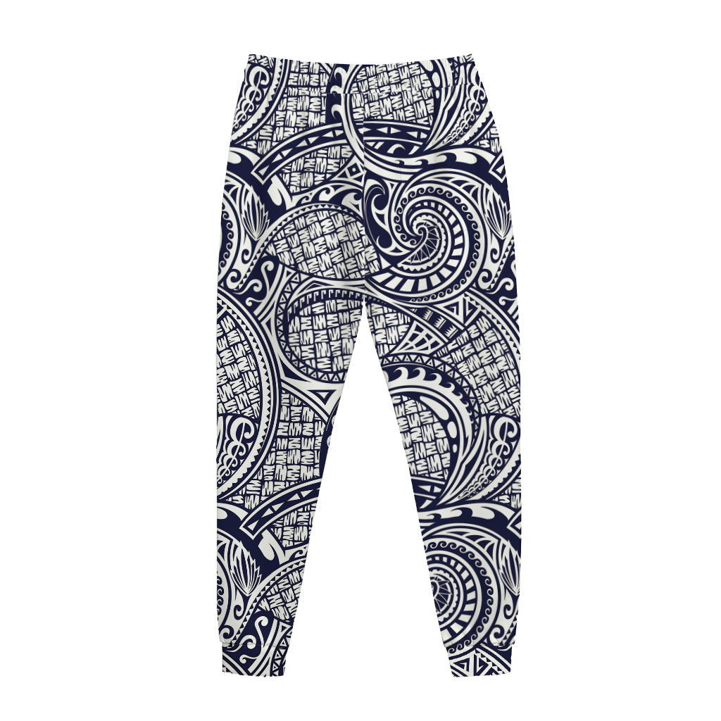Blue Maori Polynesian Tribal Print Jogger Pants