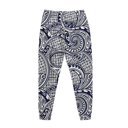 Blue Maori Polynesian Tribal Print Jogger Pants