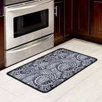 Blue Maori Polynesian Tribal Print Kitchen Mat