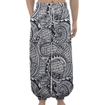 Blue Maori Polynesian Tribal Print Lantern Pants