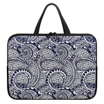 Blue Maori Polynesian Tribal Print Laptop Sleeve With Handle