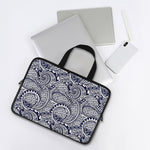 Blue Maori Polynesian Tribal Print Laptop Sleeve With Handle