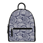 Blue Maori Polynesian Tribal Print Leather Backpack