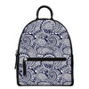 Blue Maori Polynesian Tribal Print Leather Backpack