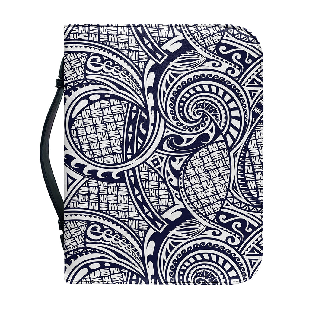 Blue Maori Polynesian Tribal Print Leather Bible Cover
