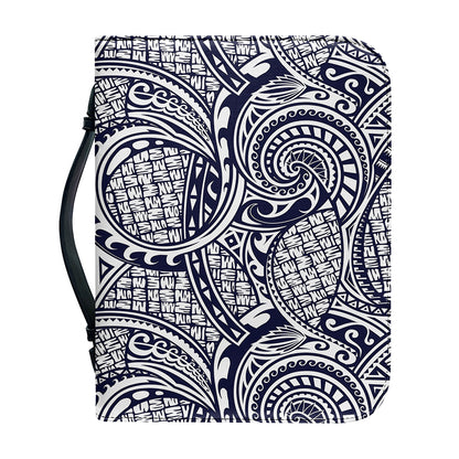 Blue Maori Polynesian Tribal Print Leather Bible Cover
