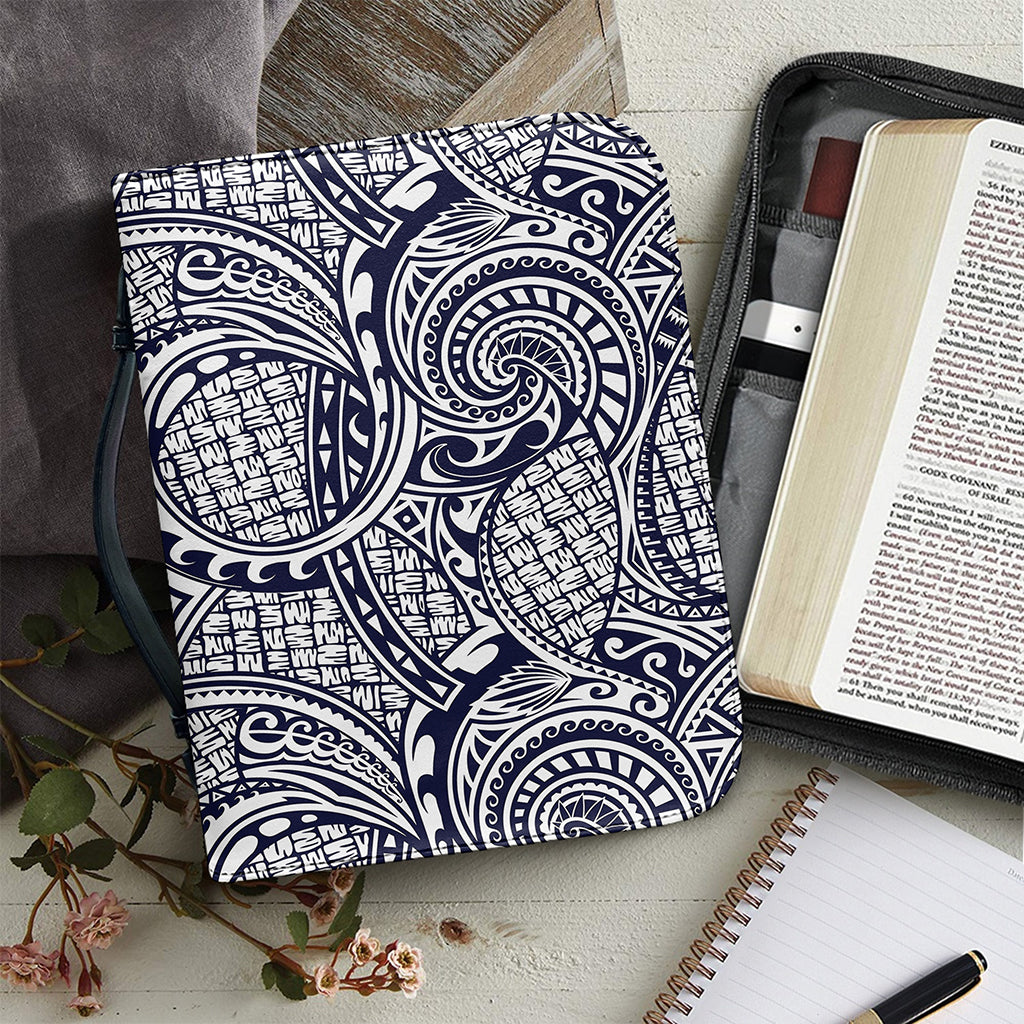 Blue Maori Polynesian Tribal Print Leather Bible Cover