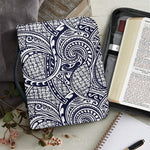 Blue Maori Polynesian Tribal Print Leather Bible Cover