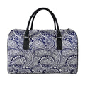 Blue Maori Polynesian Tribal Print Leather Duffel Bag