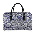 Blue Maori Polynesian Tribal Print Leather Duffle Bag