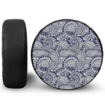 Blue Maori Polynesian Tribal Print Leather Spare Tire Cover