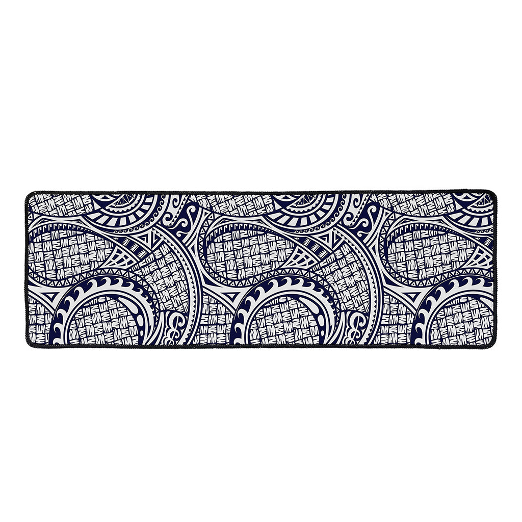 Blue Maori Polynesian Tribal Print Long Kitchen Mat