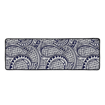 Blue Maori Polynesian Tribal Print Long Kitchen Mat