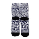 Blue Maori Polynesian Tribal Print Long Socks