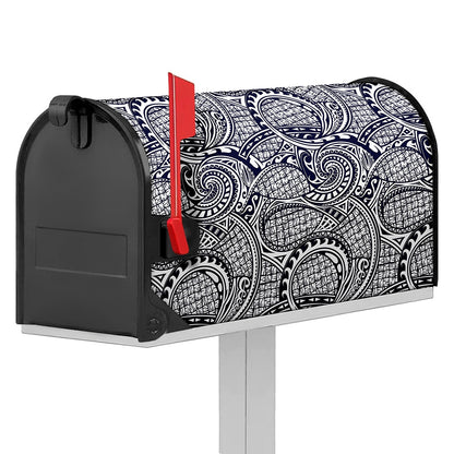 Blue Maori Polynesian Tribal Print Mailbox Cover