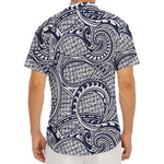 Blue Maori Polynesian Tribal Print Men's Deep V-Neck Shirt